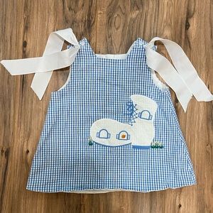 Handmade Boutique Girls Gingham Top/Dress With The Little Shoe Stitched Detail.
